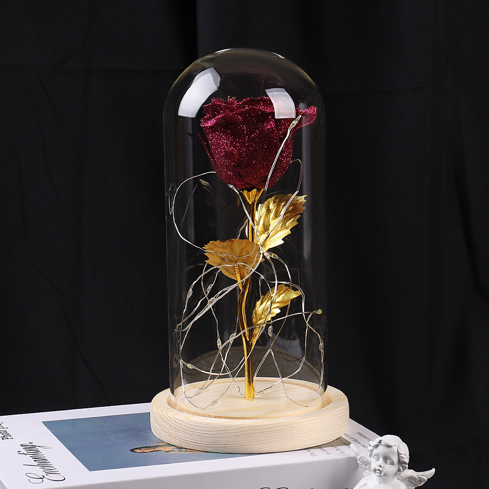 Eternal Rose in Glass Dome - LED Light Valentine's Gift