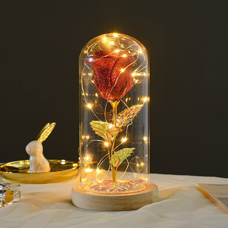 Eternal Rose in Glass Dome - LED Light Valentine's Gift