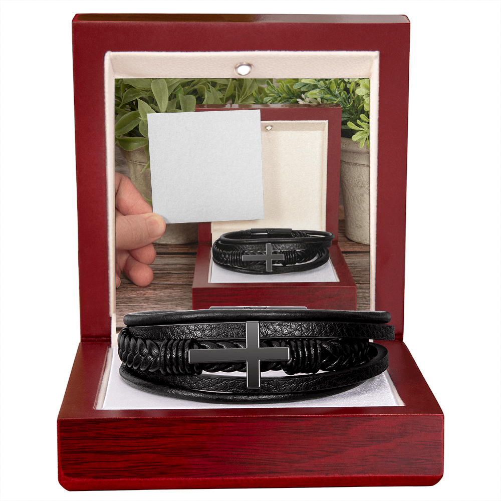Men'S HANDSOME CROSS BRACLET Features a Strong magnetic clasp