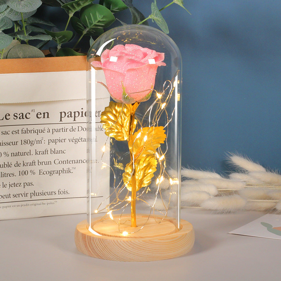Eternal Rose in Glass Dome - LED Light Valentine's Gift